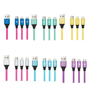 USB A to 3 IN 1 10ft NEON Cable Hang Tag Pack - 4 colours