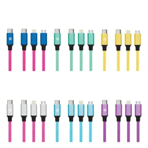 USB C to 3 IN 1 10ft NEON Cable Hang Tag Pack - 4 colours