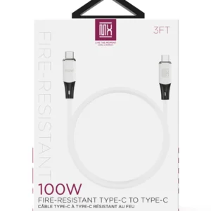 100W Fire-Resistant Type-C to Type-C 3.3ft Cable
