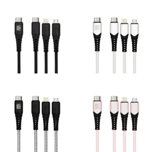 USB C to 3 IN 1 10ft Cable Hang Tag Pack - 4 colours