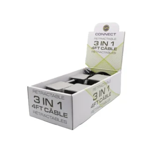 Retractable 3 IN 1 Cable - 4ft, 12pcs/PDQ(NN019)