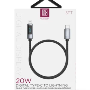 20W Digital Display Type-C to Lightning 5ft Cable