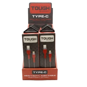 Tough 6.6ft Type-C Cable 16PCS/PDQ - Red